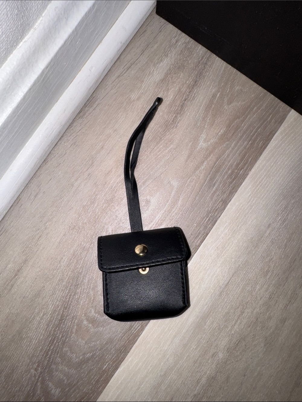 Black Mini Wristlet Pouch with Strap - Women Mini Bag